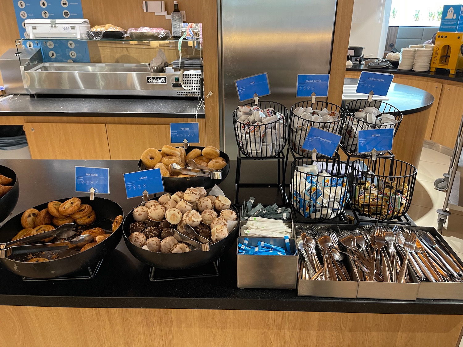 a table with food and utensils