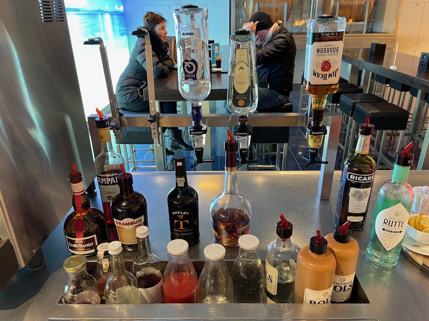 a group of bottles on a table