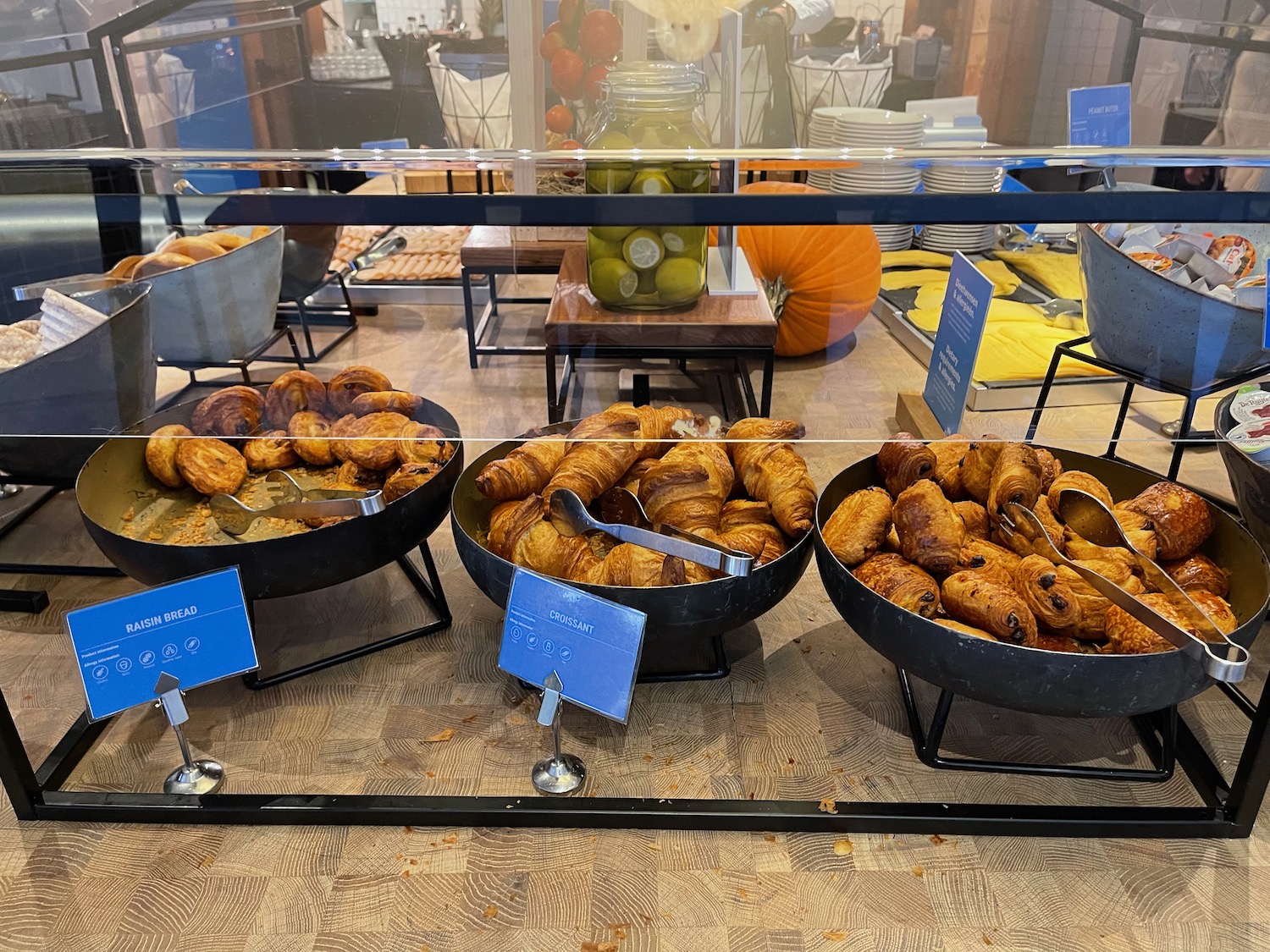 a display of food in a glass case