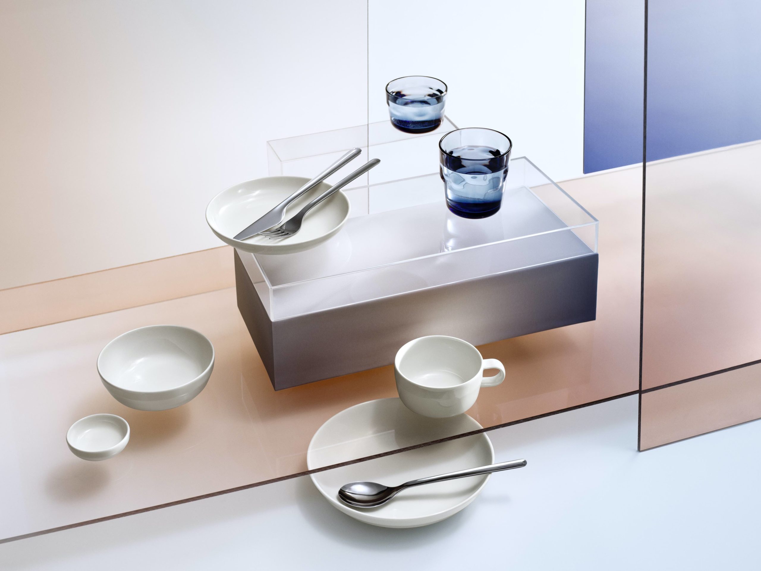 a table with plates and bowls