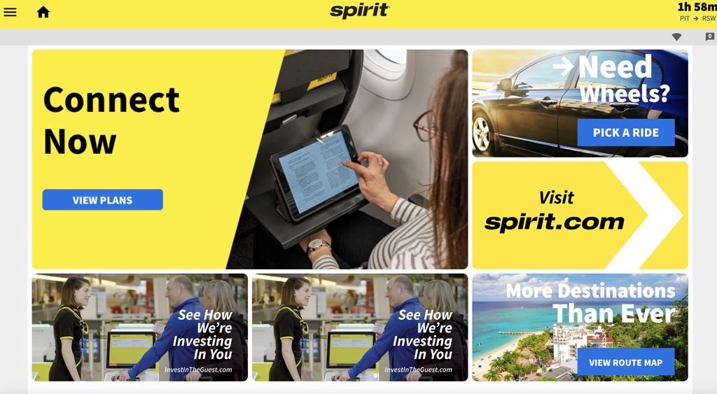 Spirit airlines wifi connection page