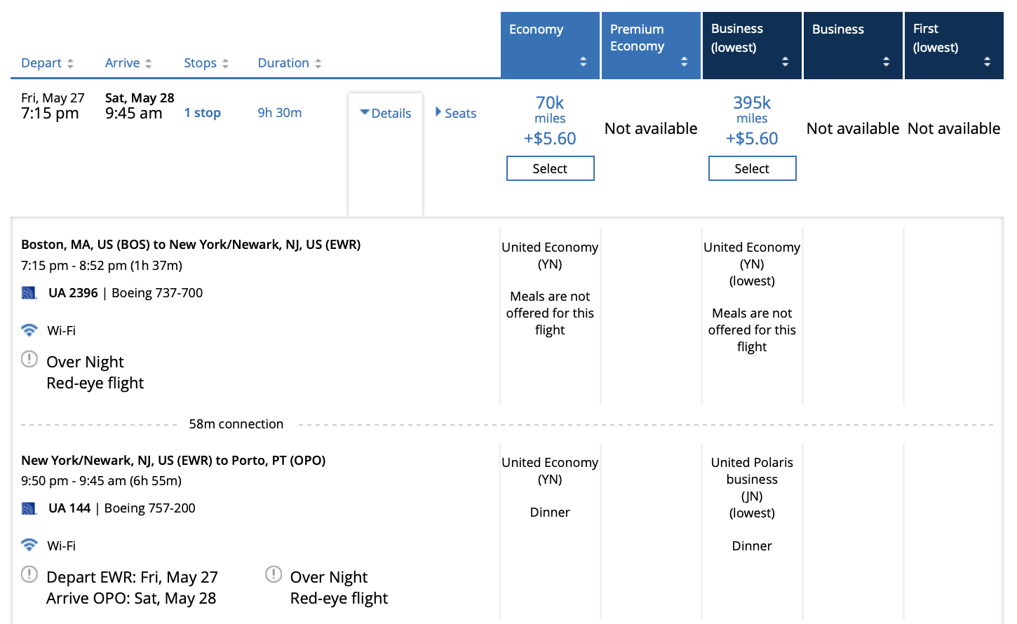 a screenshot of a flight schedule