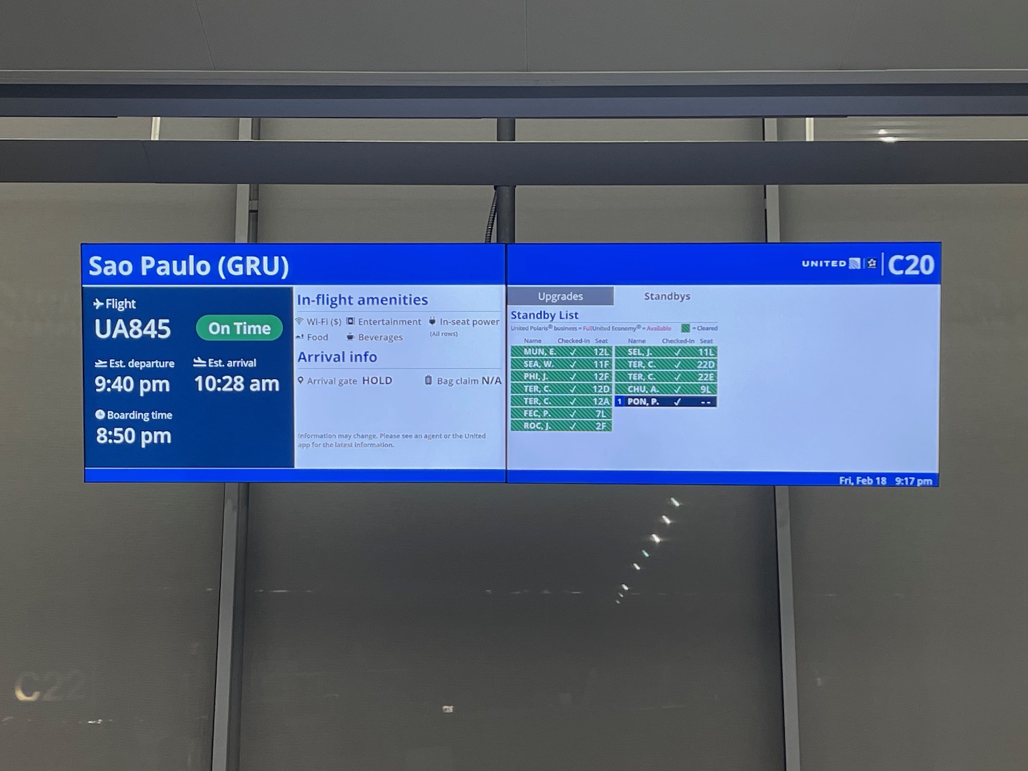 a screen with a schedule and time