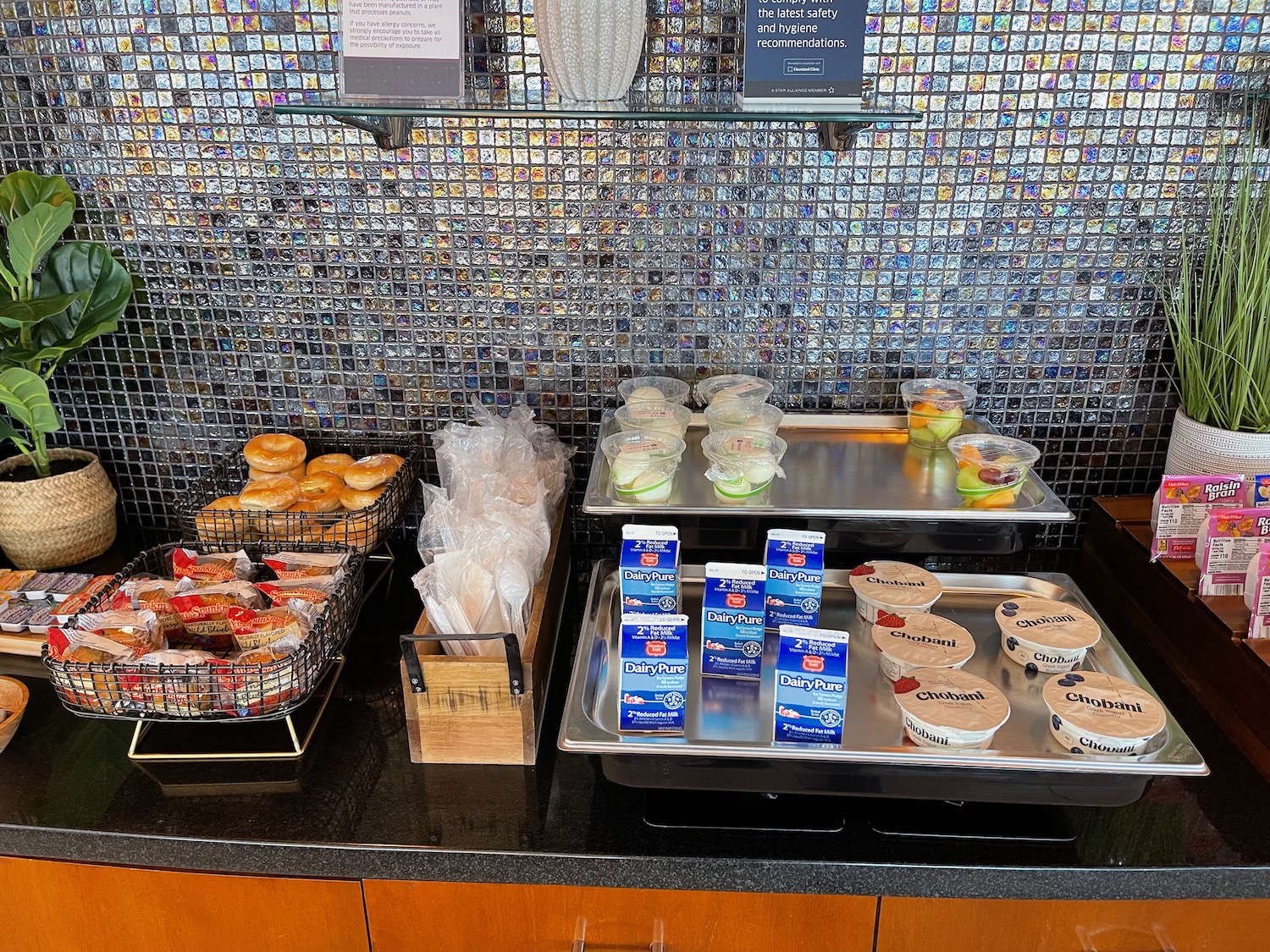 a trays of food on a counter