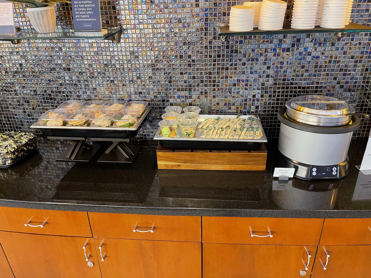 food on a counter in a restaurant