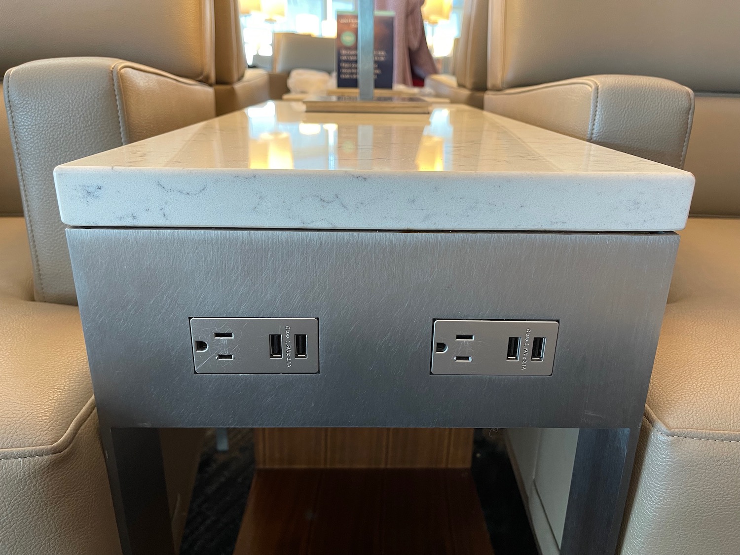 a table with power outlets