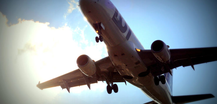 a plane flying in the sky