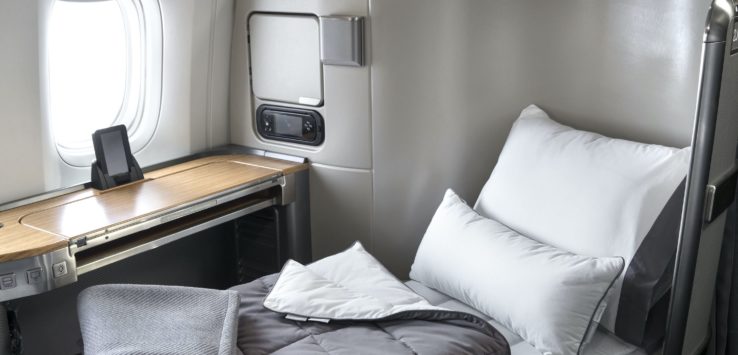 a bed in a plane