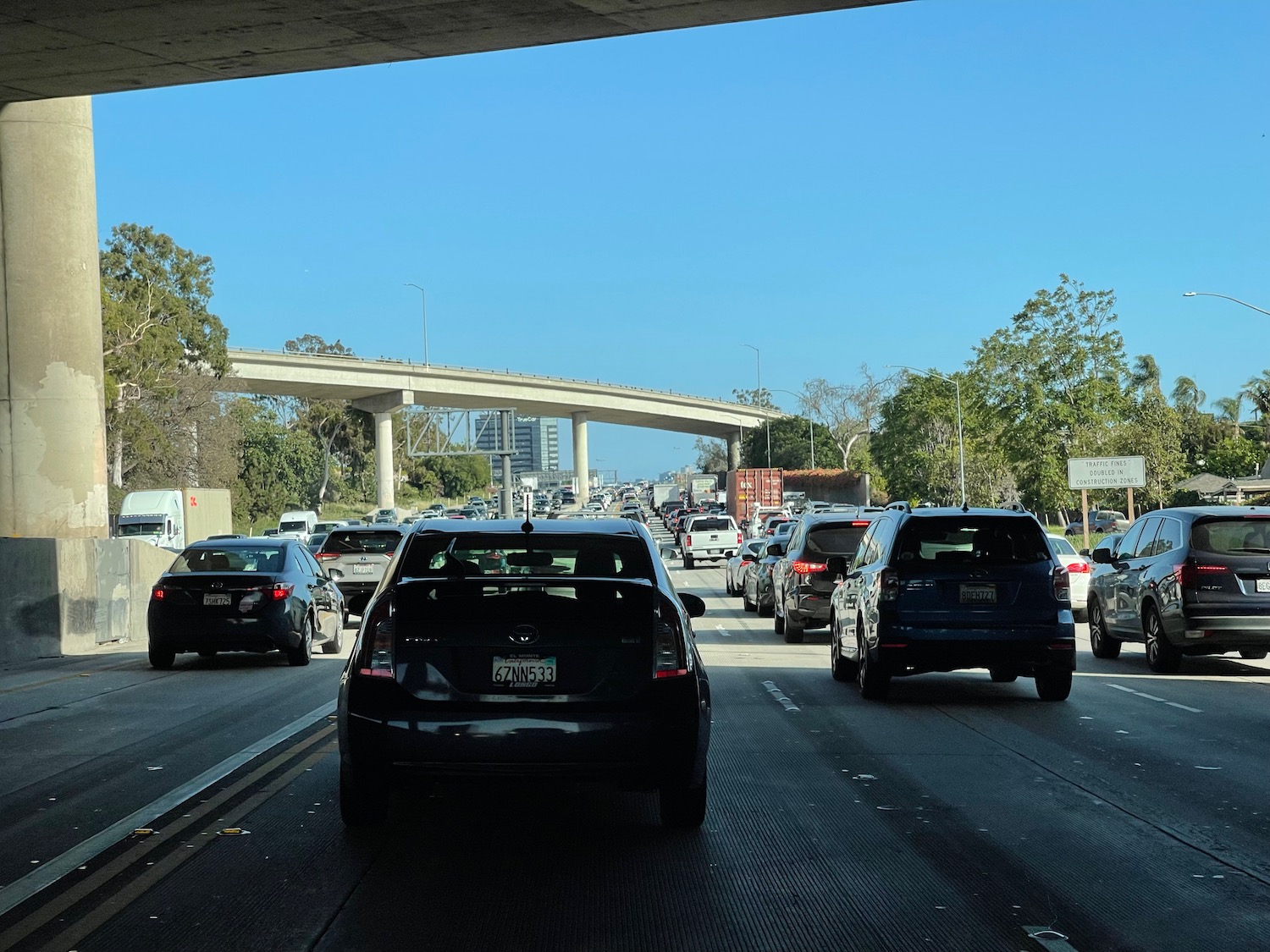 a traffic jam on a highway