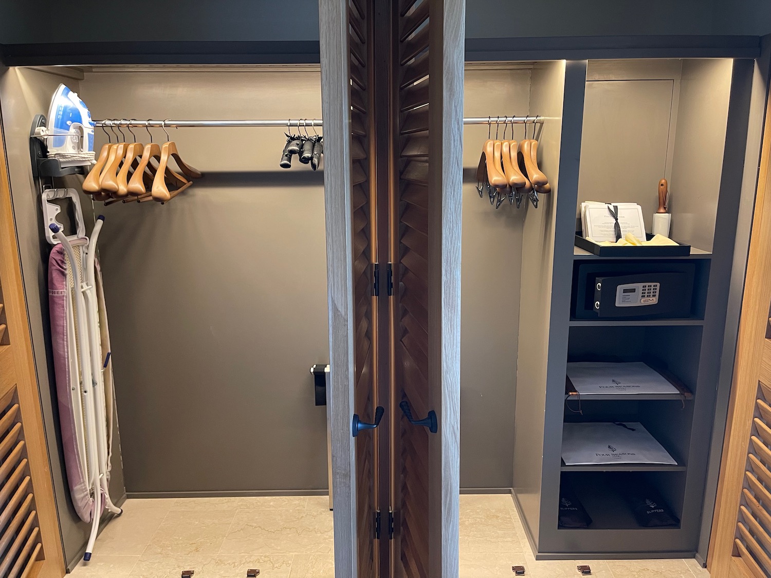 a closet with a door open