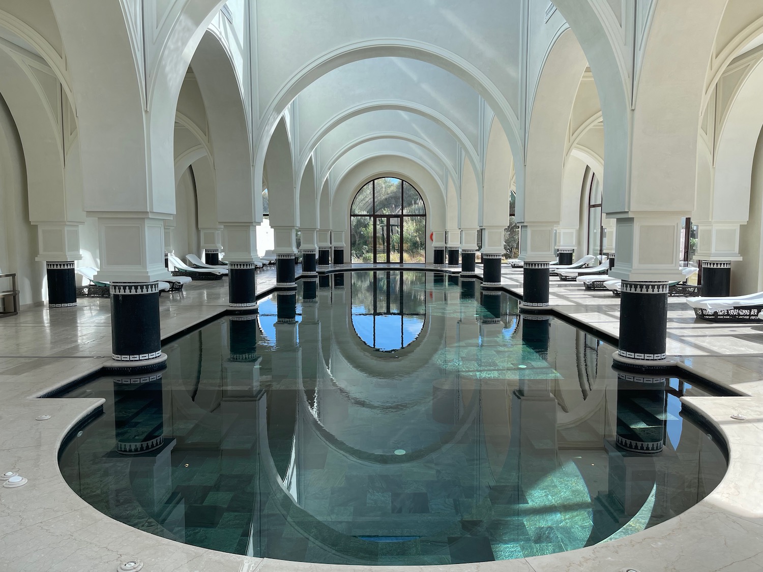 a pool inside a building