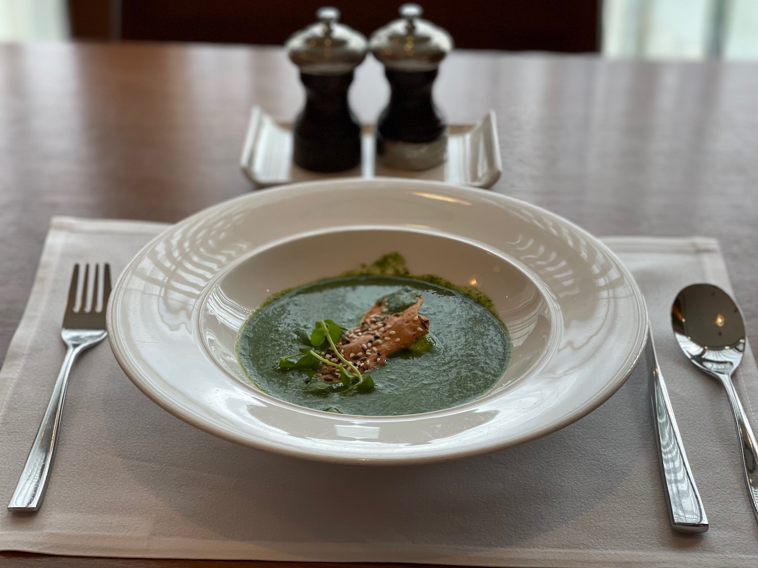 a bowl of soup on a table