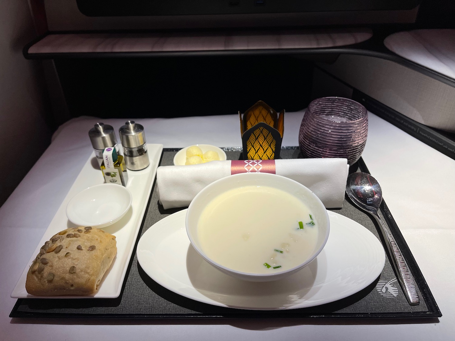 a tray with food on it