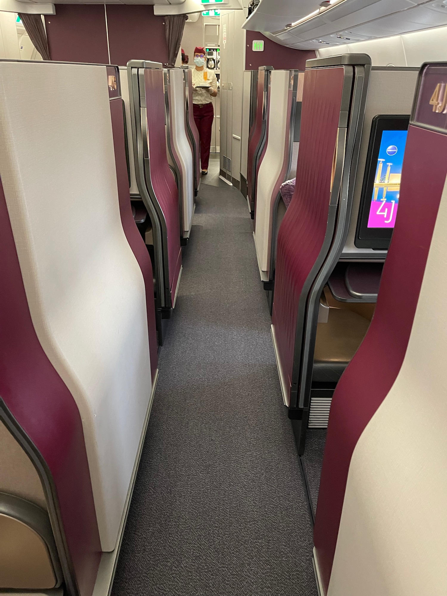 a hallway with rows of chairs