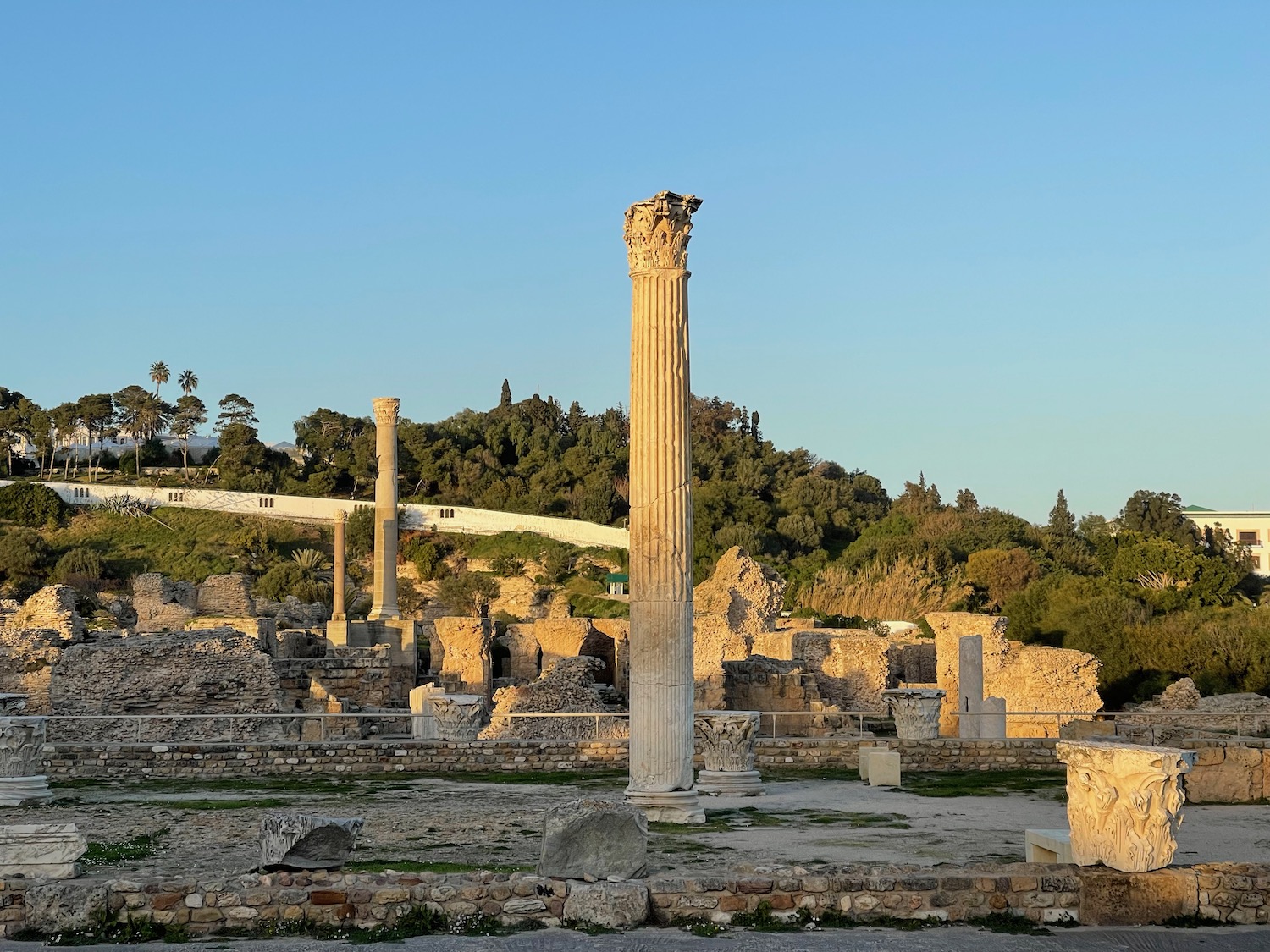 a stone pillars in a courtyard