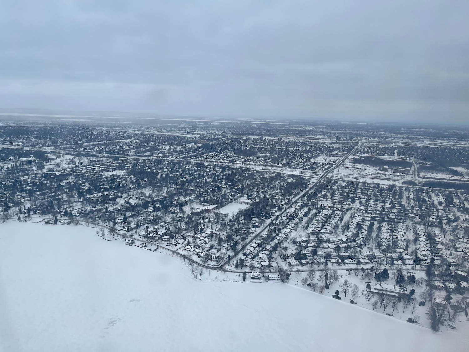 aerial view of a snowy landscape