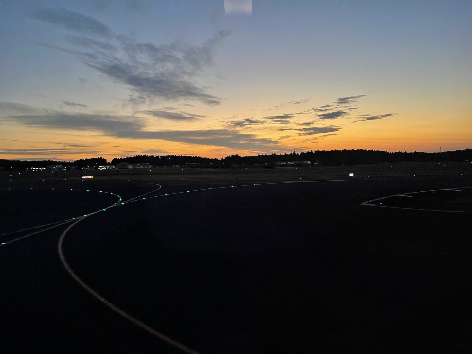 a runway with lights on it