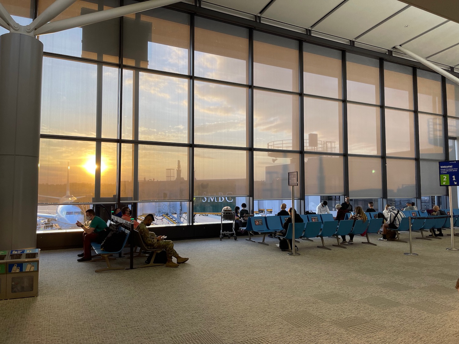 people sitting in a terminal