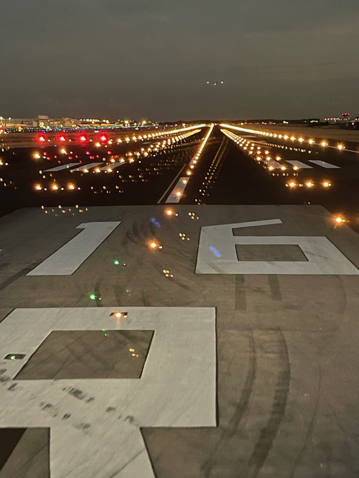 a runway with lights on it