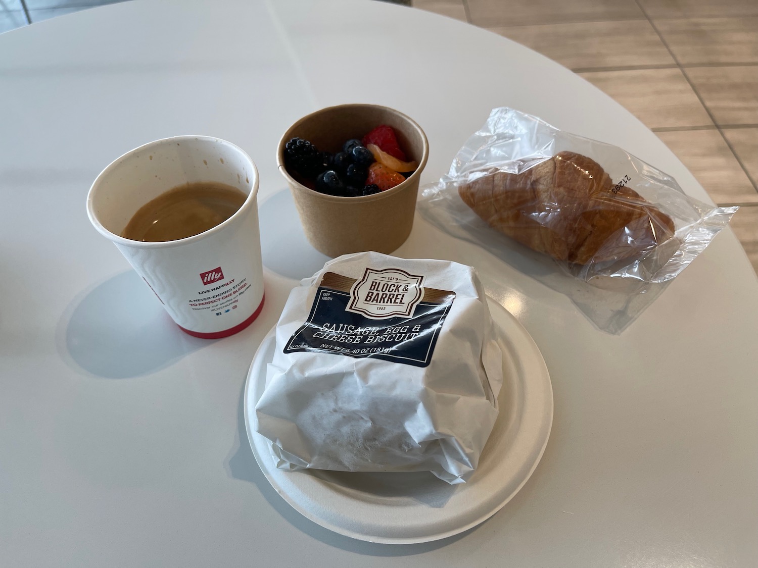 a plate of food and coffee on a table