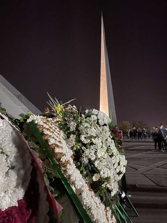 Armenian Genocide Remembrance Day flowers outside