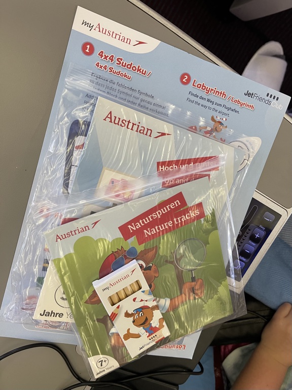 Austrian Airlines business class kids supplement