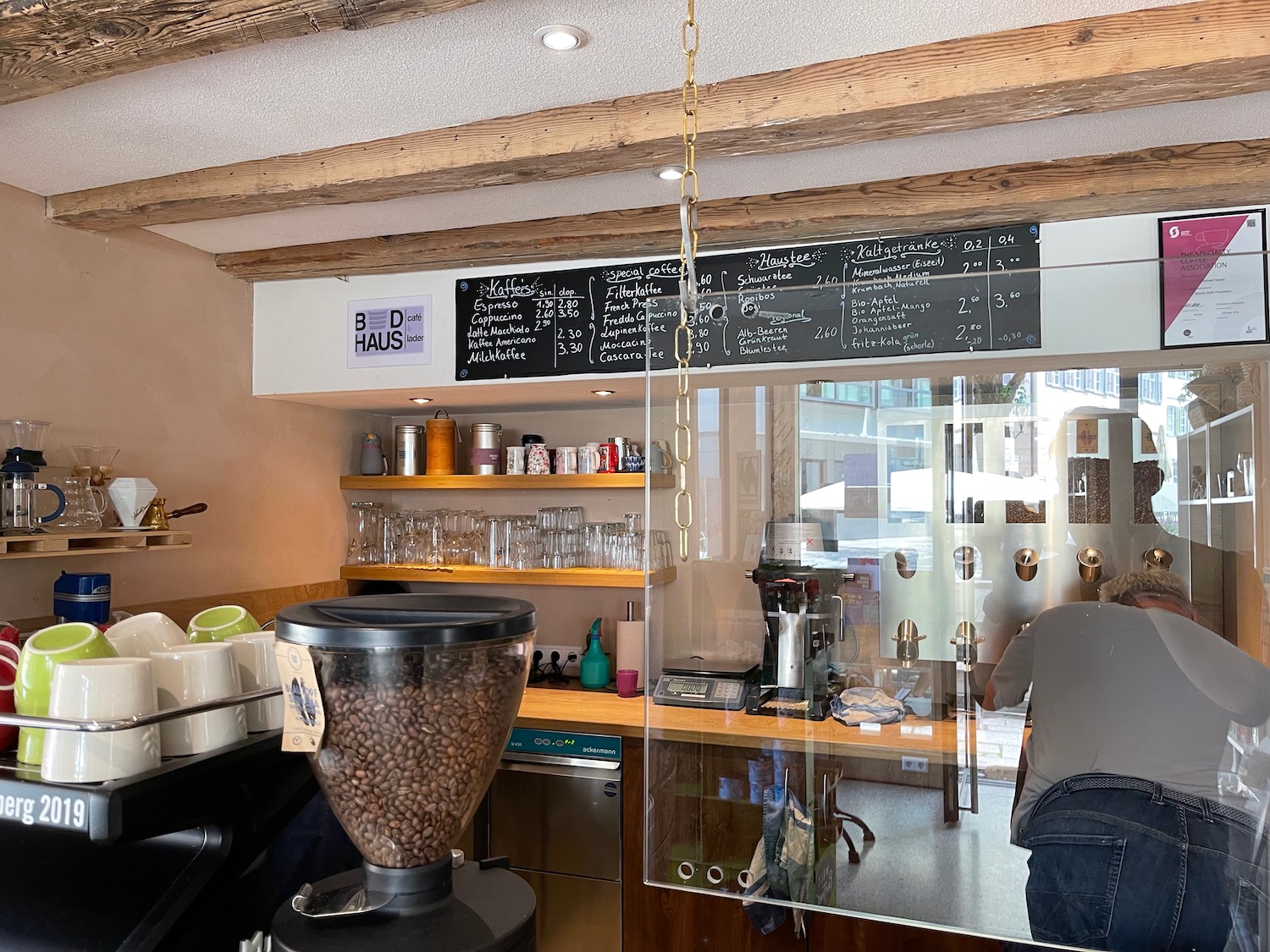 a coffee machine in a coffee shop