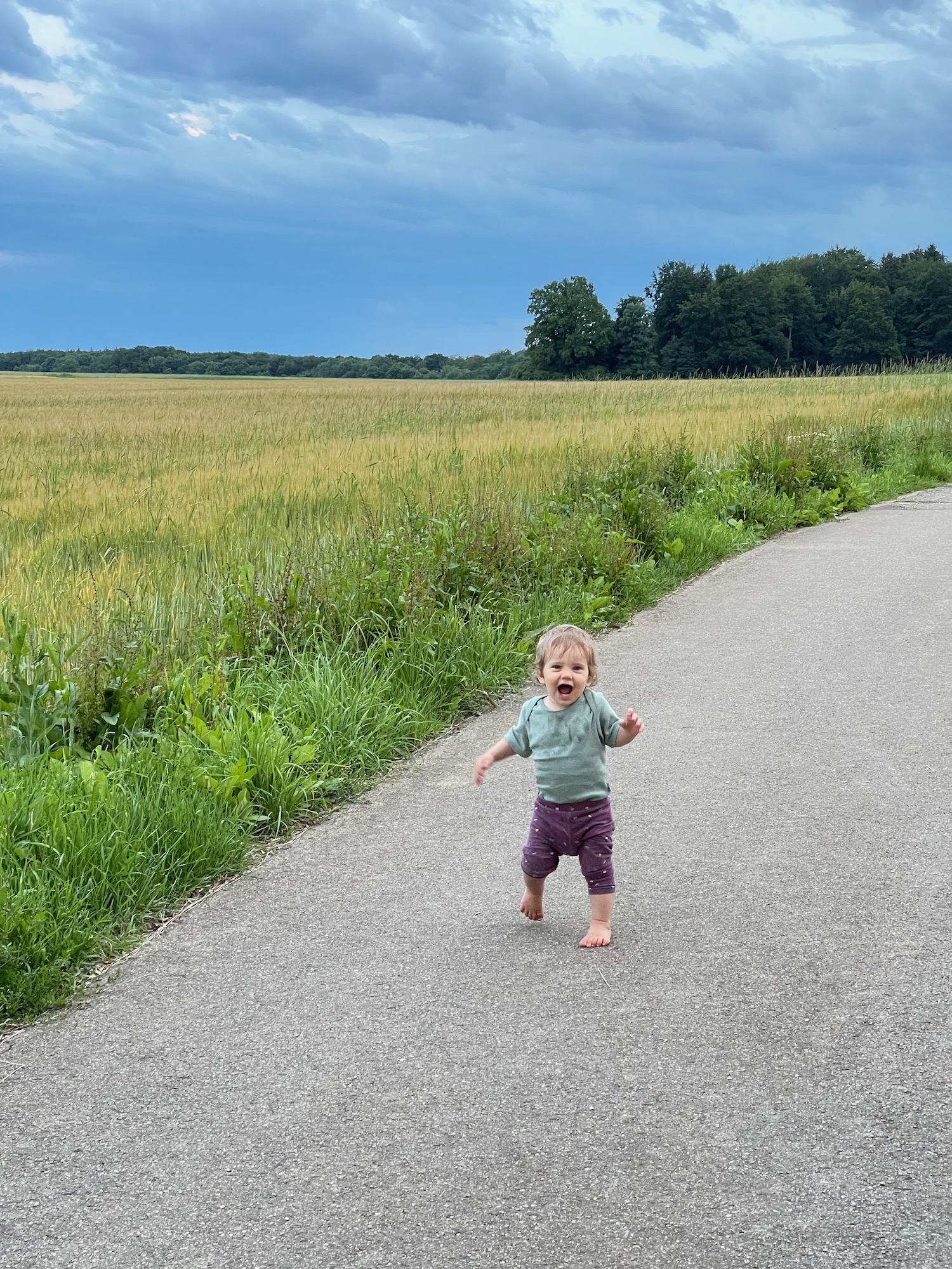 a child running on a path