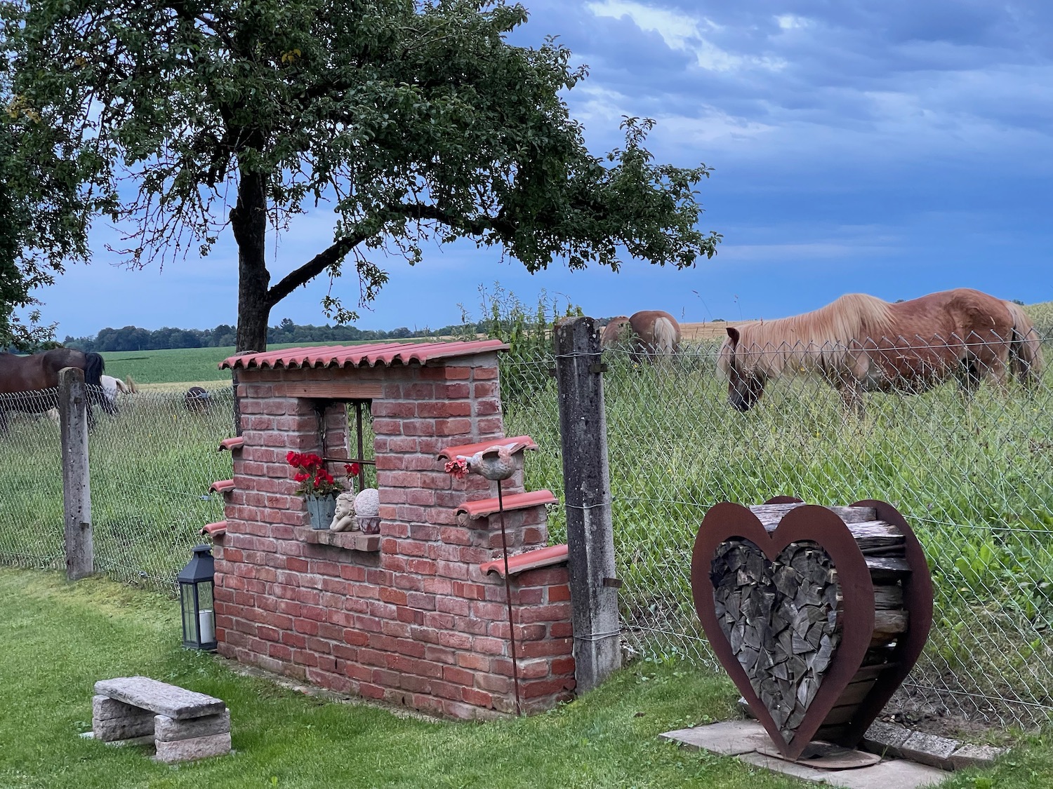 a brick structure in a field