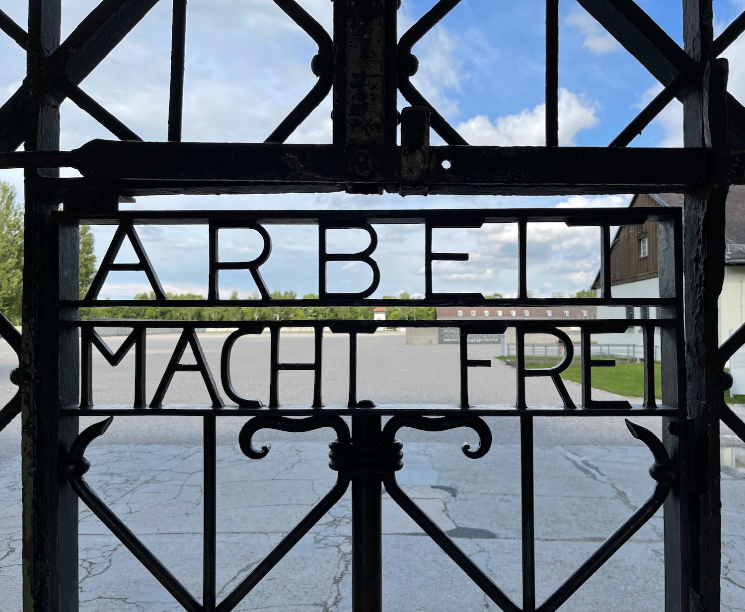 a gate with a sign on it