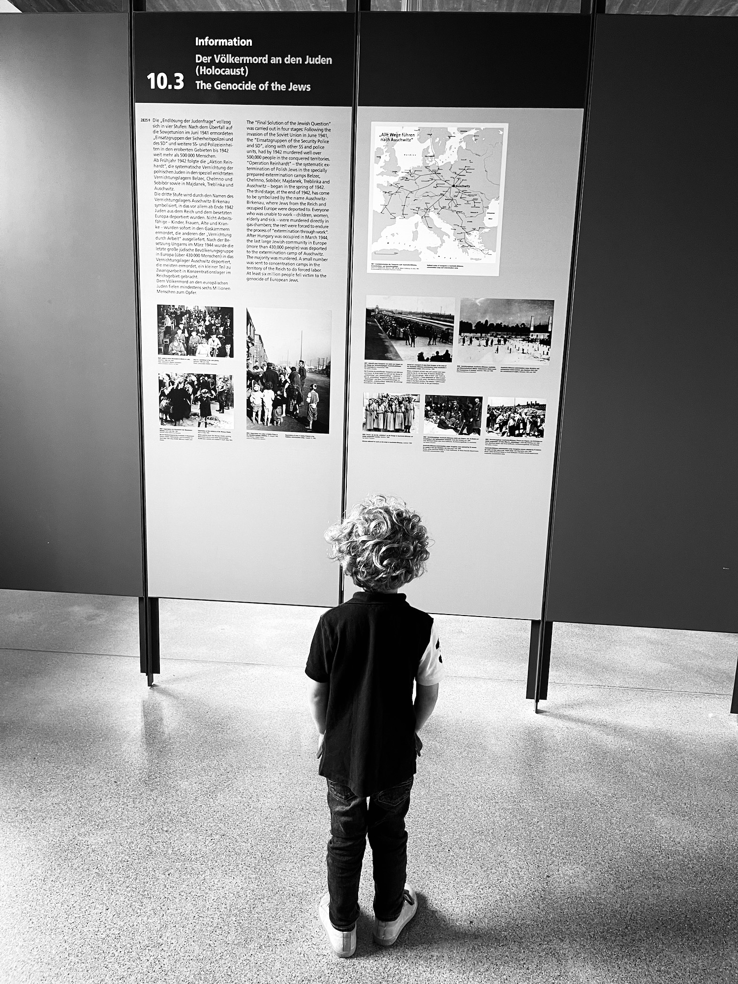 a child looking at a display