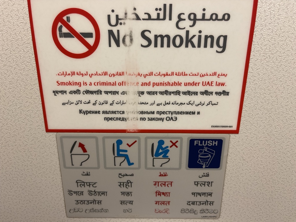 FlyDubai Dubai International Airport Terminal 2 bathroom instructions