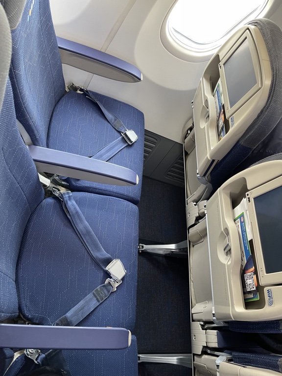 FlyDubai Dubai International Airport Terminal 2 economy seat row