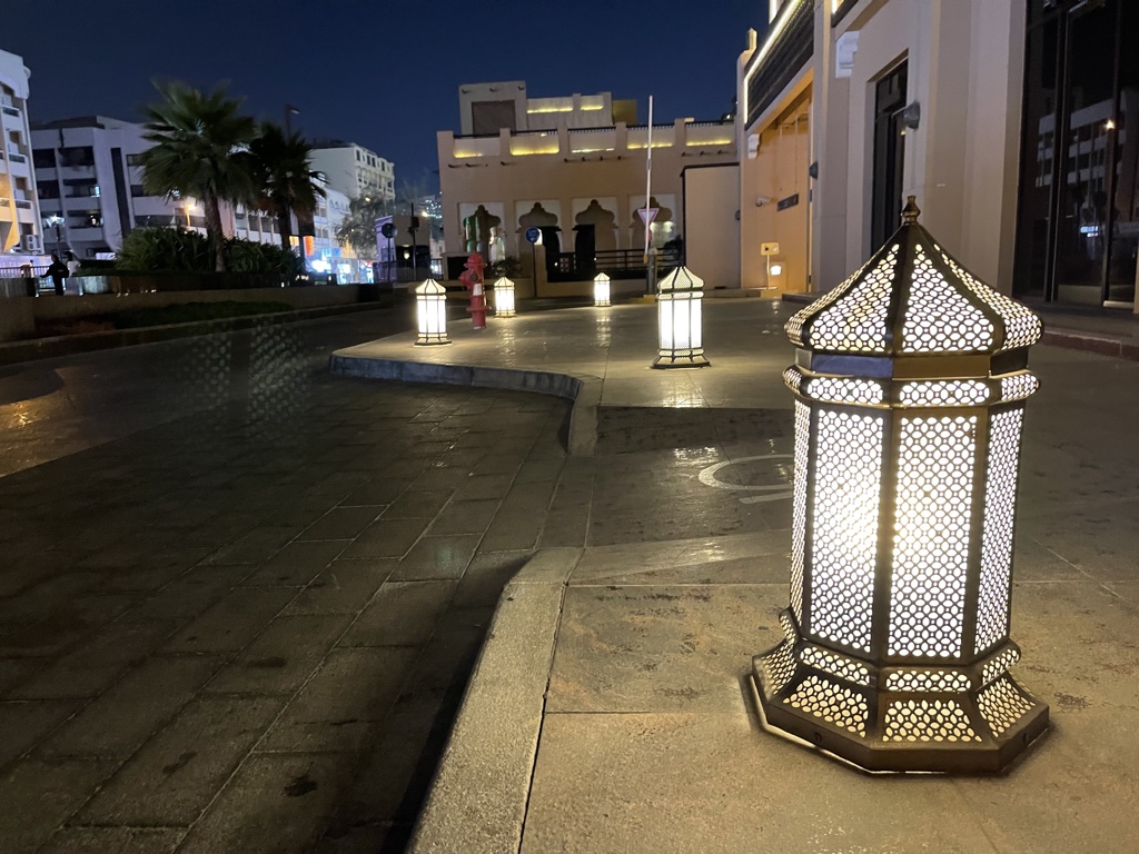 a street with lanterns on it