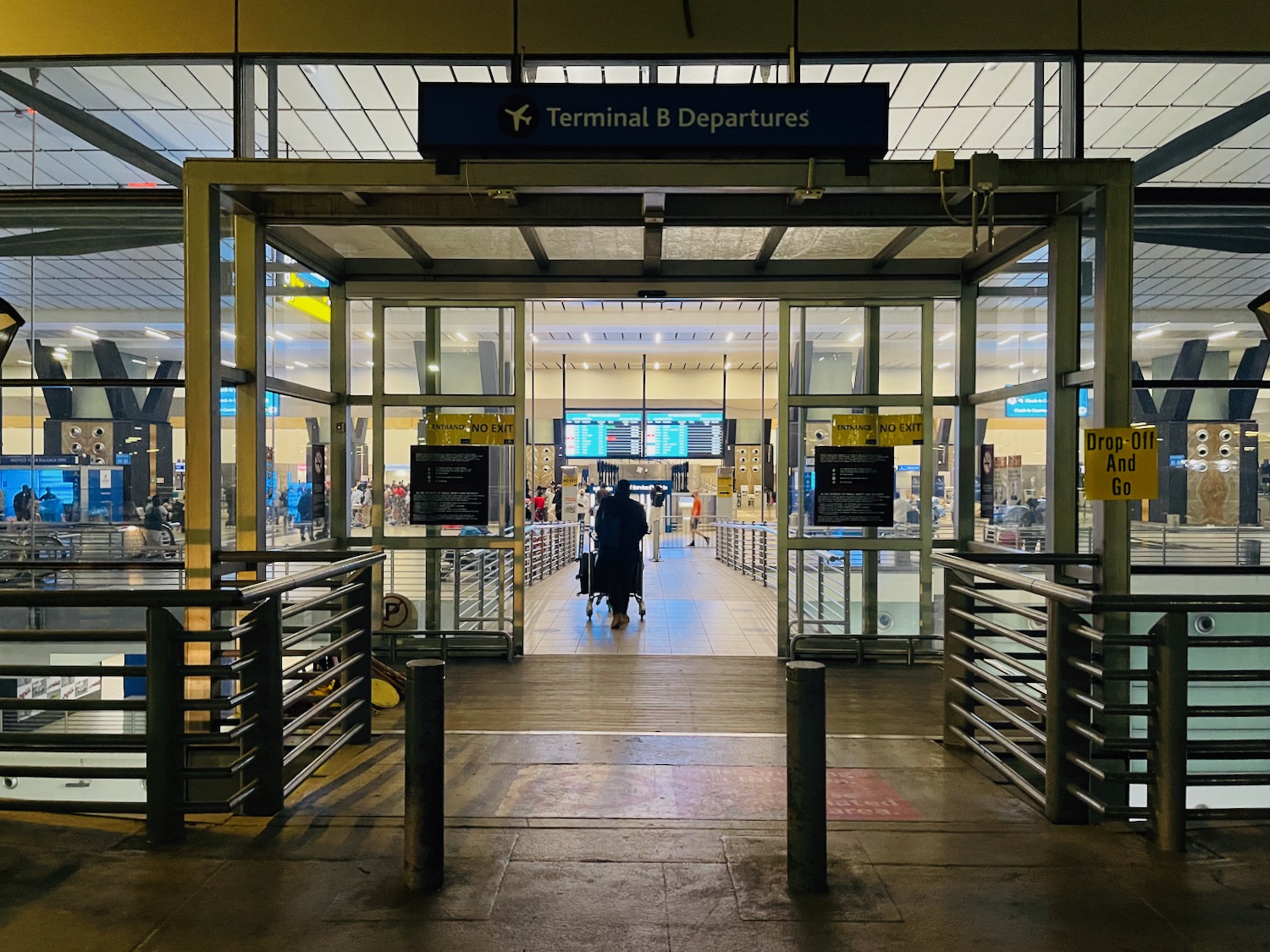 a person walking in a terminal