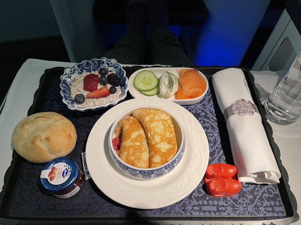 KLM Houston-Amsterdam crepes