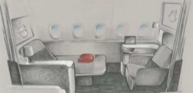 drawing of an airplane seat