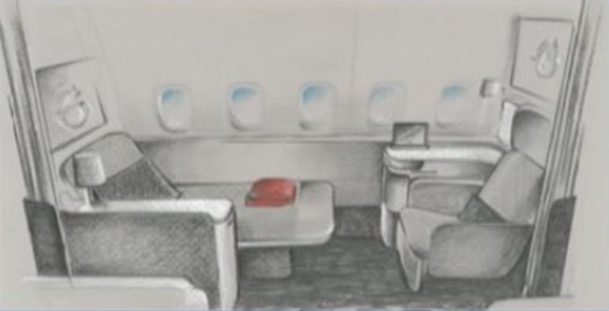 drawing of an airplane seat