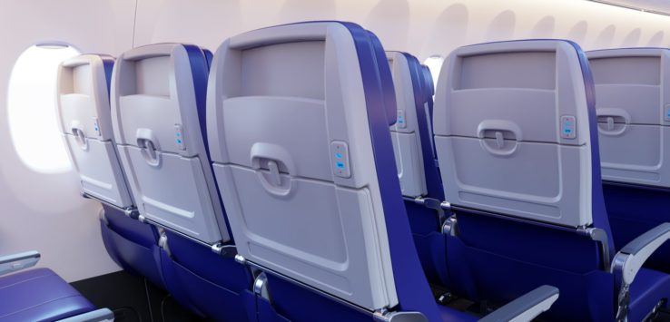 a row of seats in an airplane