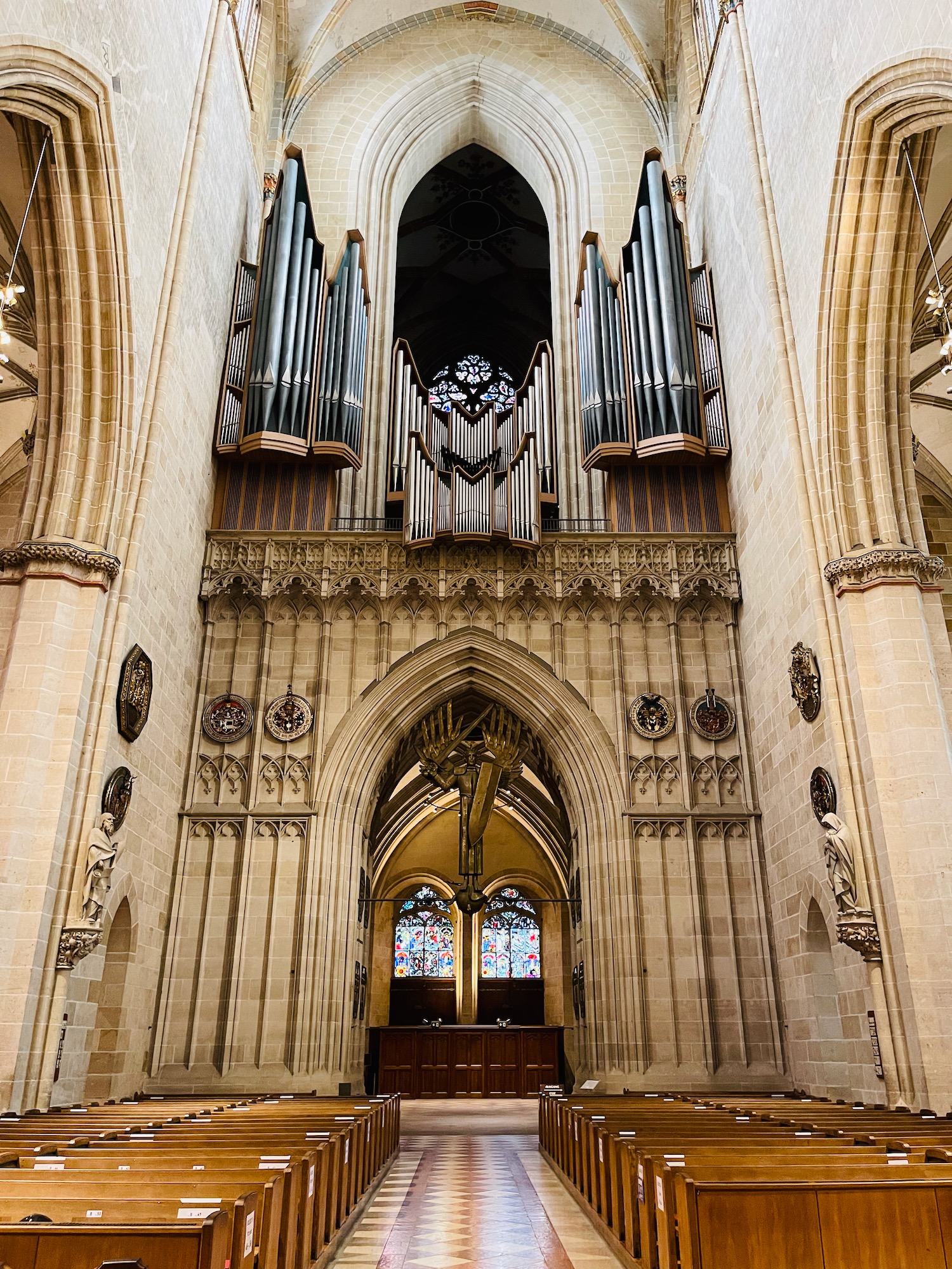 a organ pipes in a church