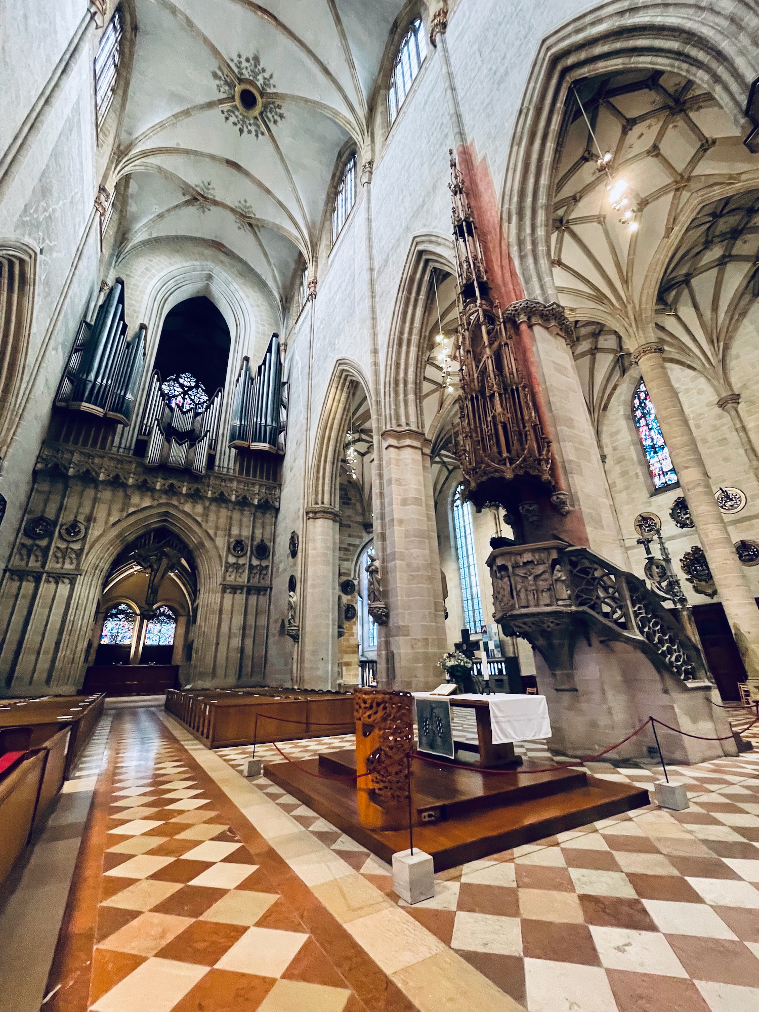 a large cathedral with a pipe organ