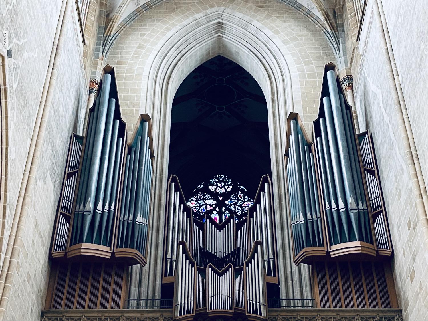 a pipe organ in a church