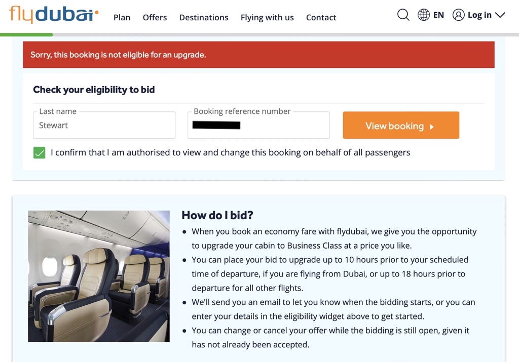 flydubai ineligible for upgrades