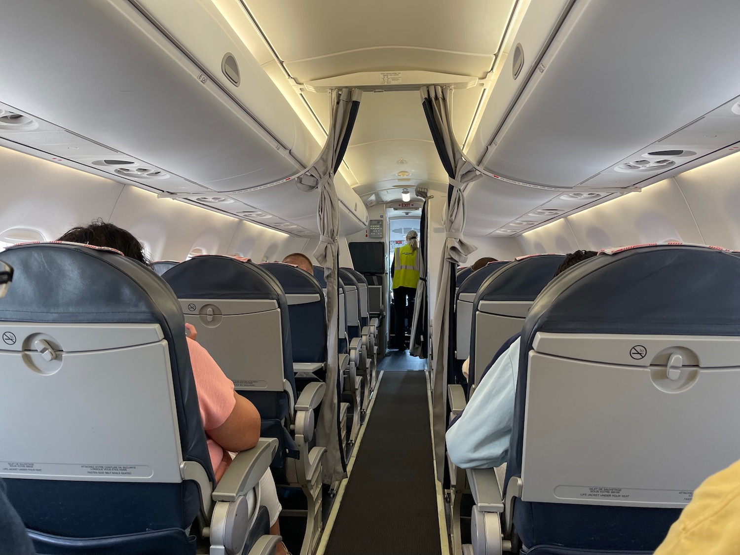 a row of seats in an airplane