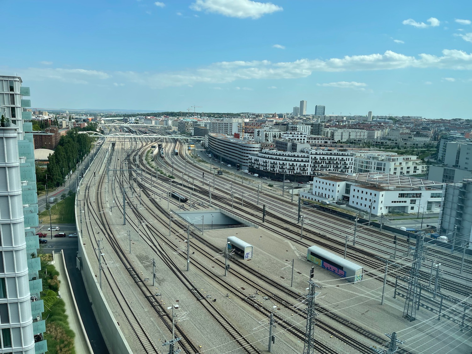 a train tracks in a city