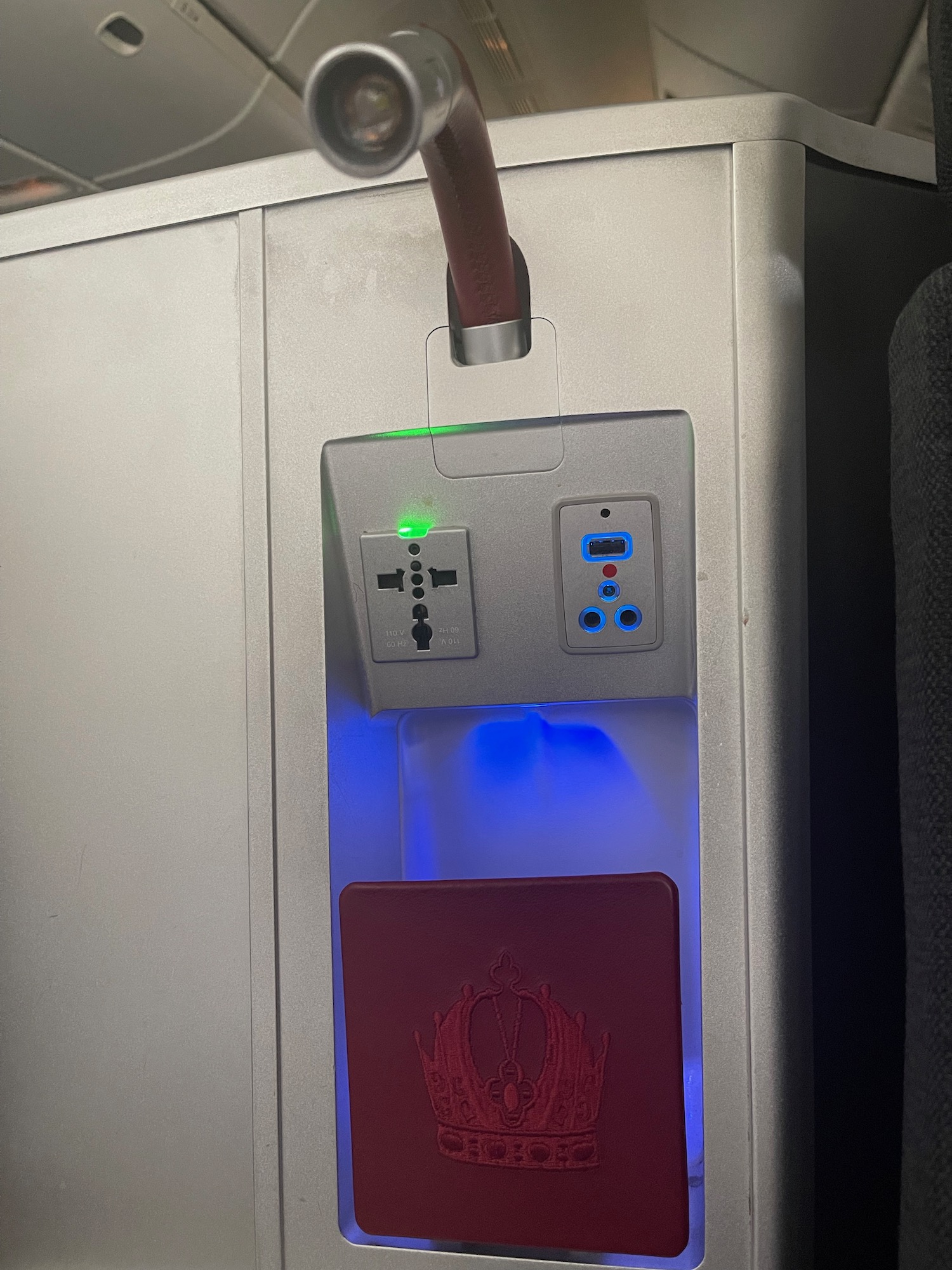 a passport and usb ports on a machine