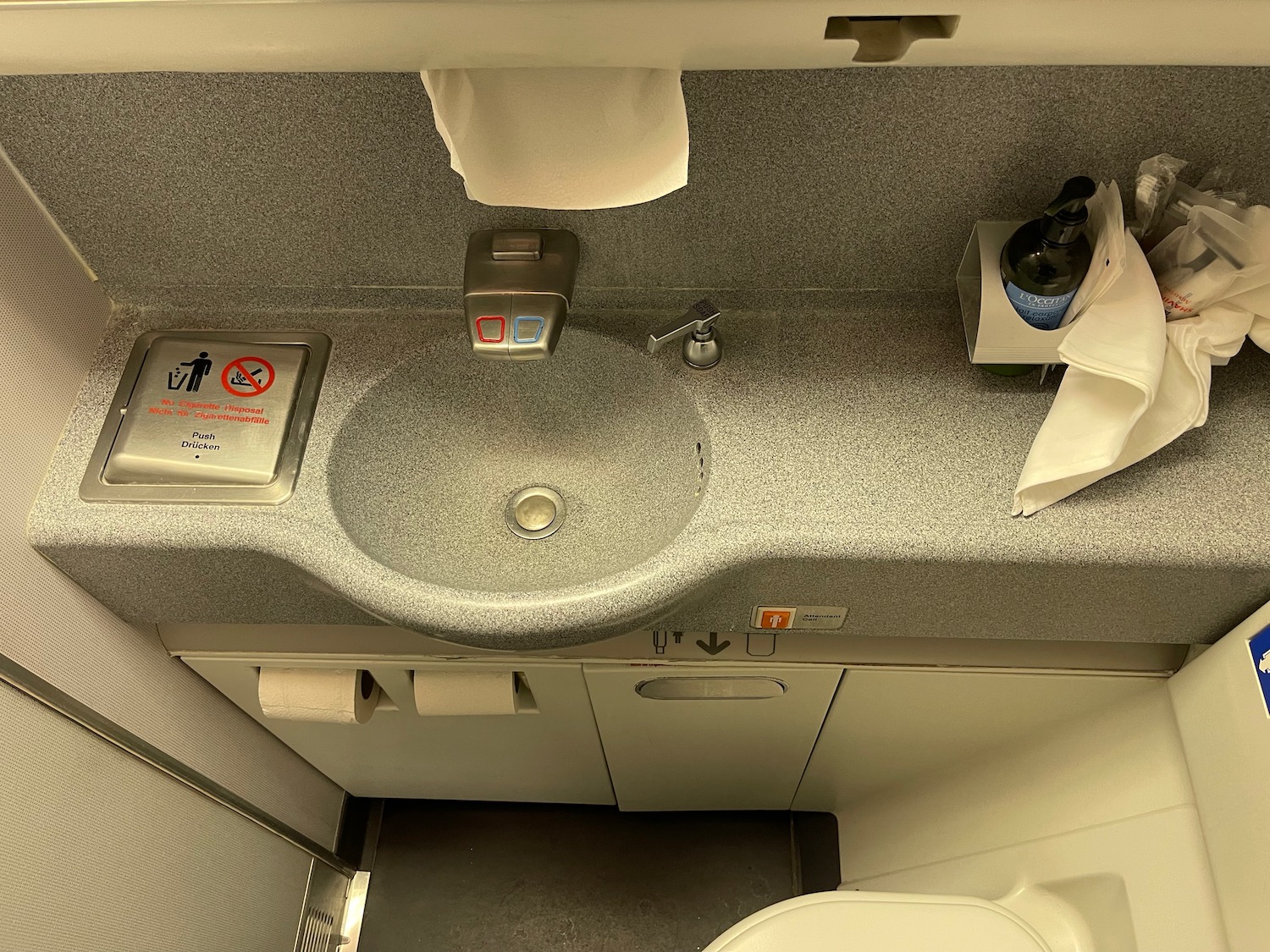 a sink and toilet in a plane