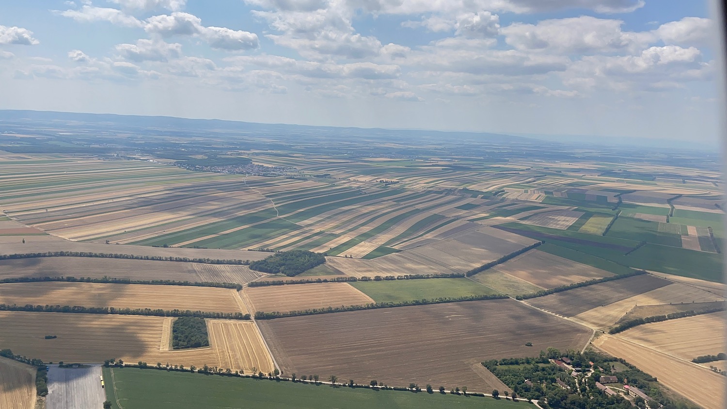 aerial view of a large field