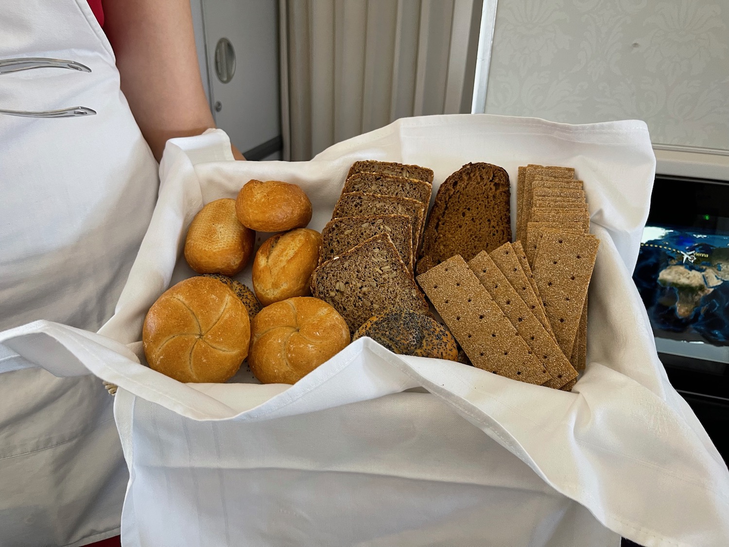 a basket of bread and crackers