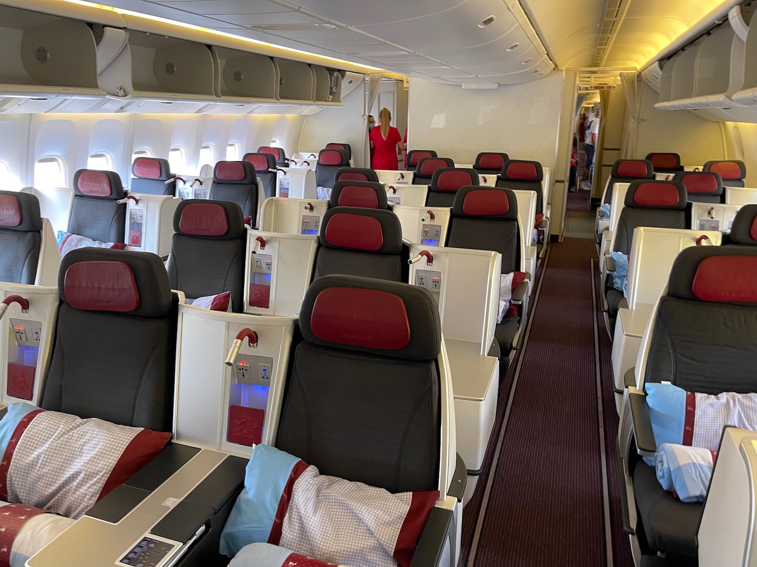 a plane with rows of seats